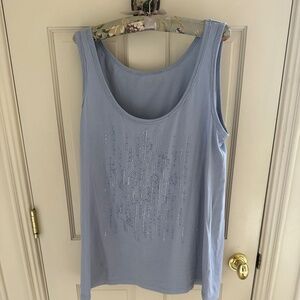 PALE BLUE SLEEVELESS, BEADED CASLON T-NWOT
